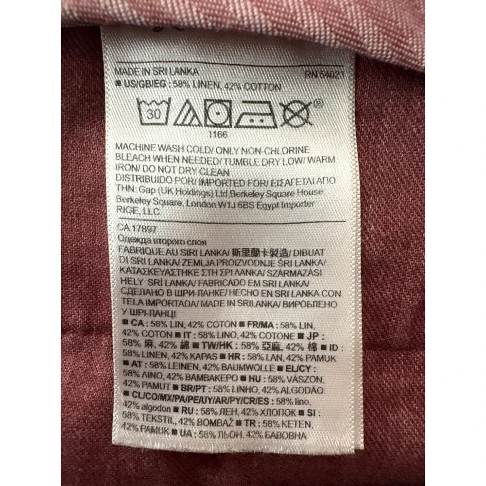 Banana Republic Mens Aiden Fit Red Burgundy Herringbone Pants‎ Sz 35x30 Casual